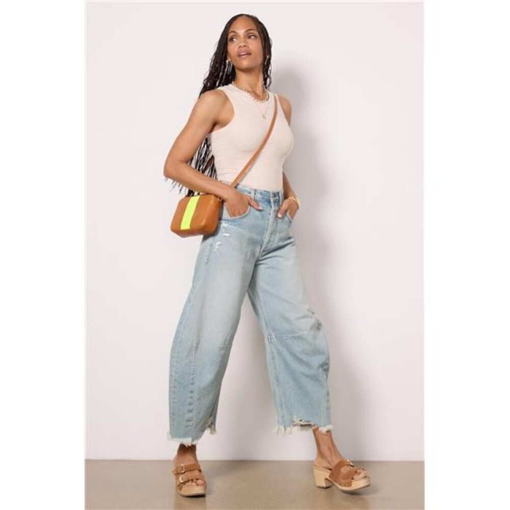 Light Distressed Wide Leg Baggy Barrel Jeans High Waist Y2K Grunge Streetwear - Picture 6 of 7